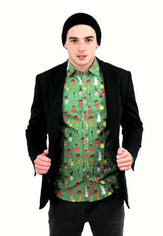 Christmas Shirt Xmas Patterned Funky christmas jumpers mens shirt xmas sweater longsleeve xmas top mens unisex womens green jacket