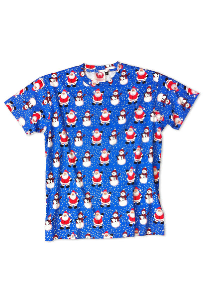 Santa and Snowman Christmas T-Shirt from The Christmas Shirt Company, 100% Cotton, unisex, Xmas t-shirt for men and women and kids.