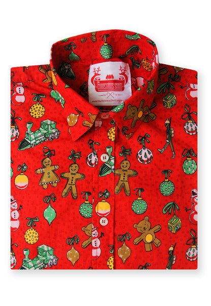 Christmas shirt folded gingerbread party red Christmas Shirt Xmas Patterned Funky christmas jumpers mens shirt xmas sweater longsleeve xmas top mens unisex womens