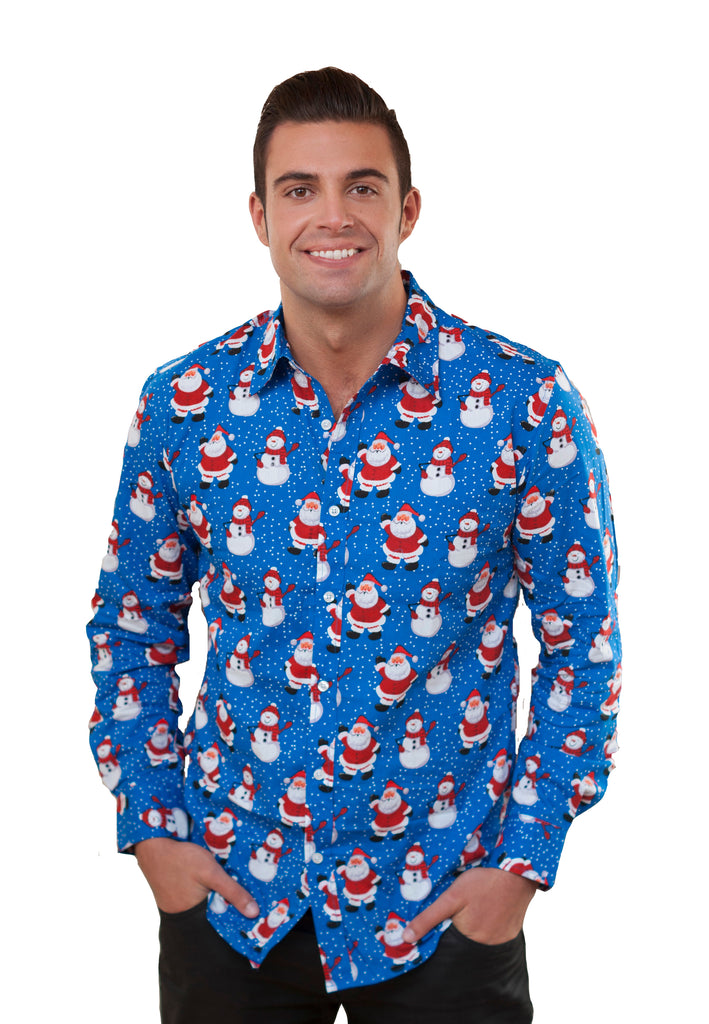 Christmas button up shirt mens clearance
