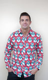 Red Christmas Shirt with penguins, much cooler than a Christmas jumper.